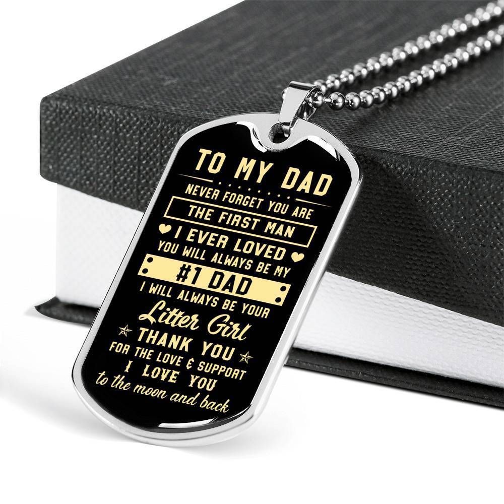 Dad Dog Tag Father's Day Gift, Thank You For The Love And Support Dog Tag Military Chain Necklace For Dad