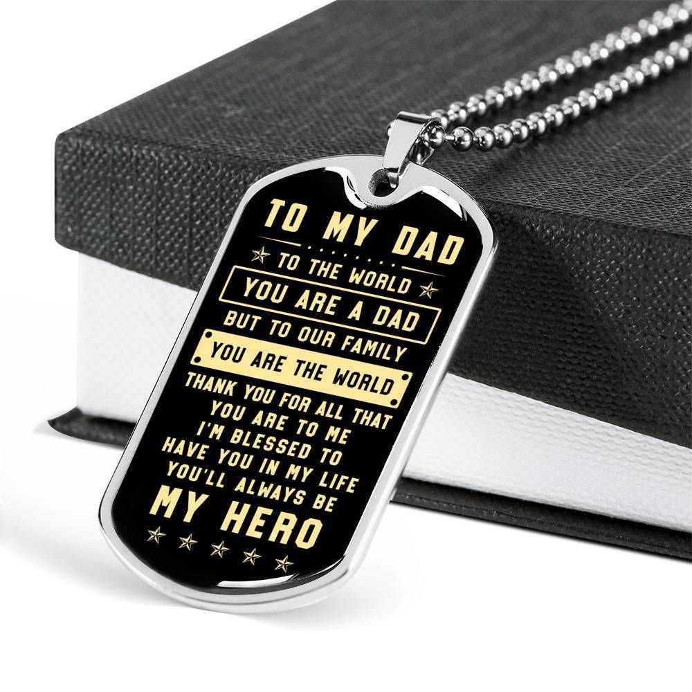 Dad Dog Tag Father's Day Gift, Thanks For All That You Are To Me Dog Tag Military Chain Necklace For Dad