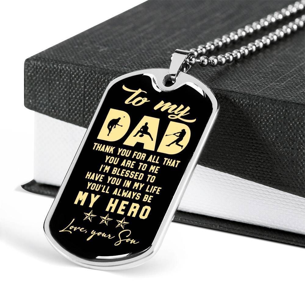 Dad Dog Tag Father's Day Gift, Thanks For All That You're To Me Dog Tag Military Chain Necklace For Dad