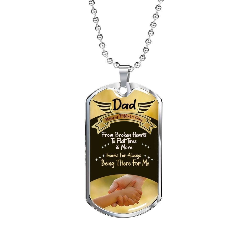 Dad Dog Tag Father's Day Gift, Thanks For Always Being There For Me Dog Tag Military Chain Necklace For Angel Dad