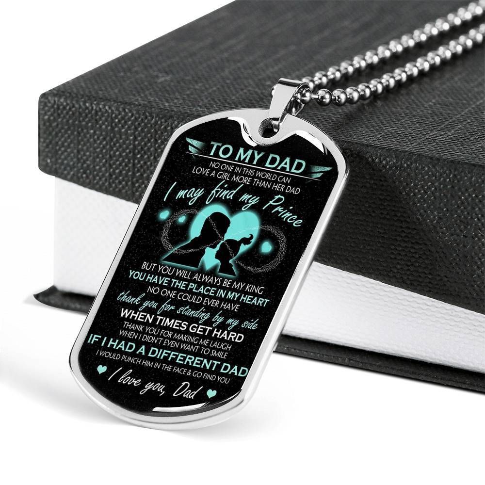 Dad Dog Tag Father's Day Gift, Thanks For Standing By My Side Dog Tag Military Chain Necklace For Dad