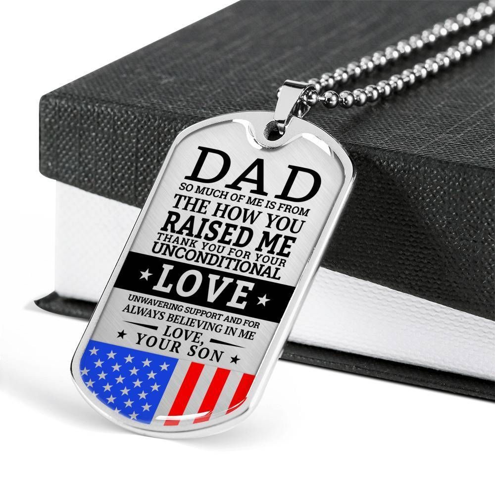 Dad Dog Tag Father's Day Gift, Thanks For Your Unconditional Love Dog Tag Military Chain Necklace Son Gift For Dad