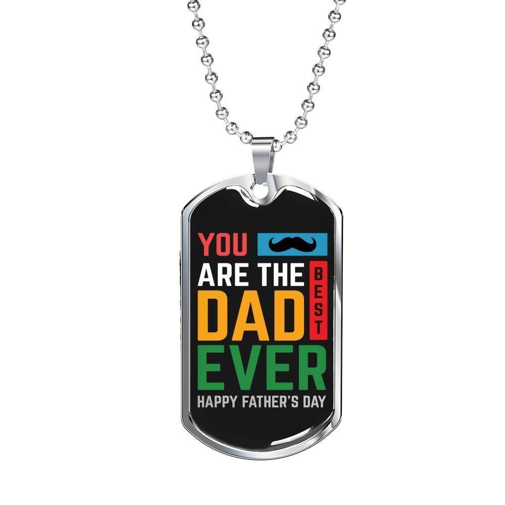 Dad Dog Tag Father's Day Gift, The Best Dad Ever Dog Tag Military Chain Necklace Gift For Men