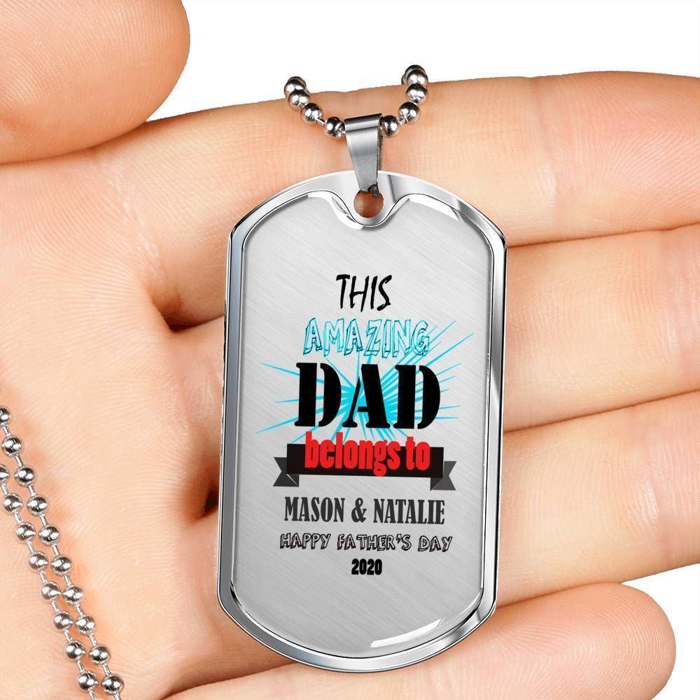 Dad Dog Tag Father's Day Gift, This Amazing Dad Dog Tag Military Chain Necklace For Dad