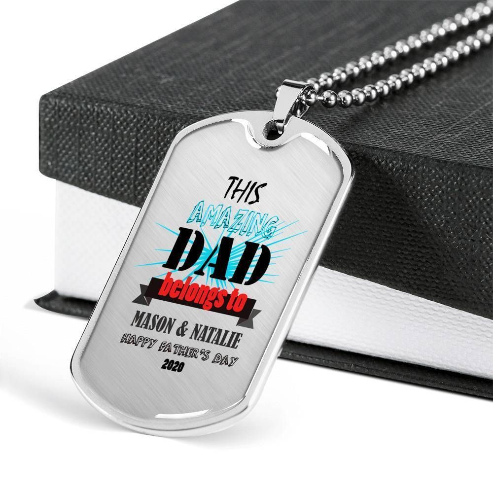 Dad Dog Tag Father's Day Gift, This Amazing Dad Dog Tag Military Chain Necklace For Dad Dog Tag