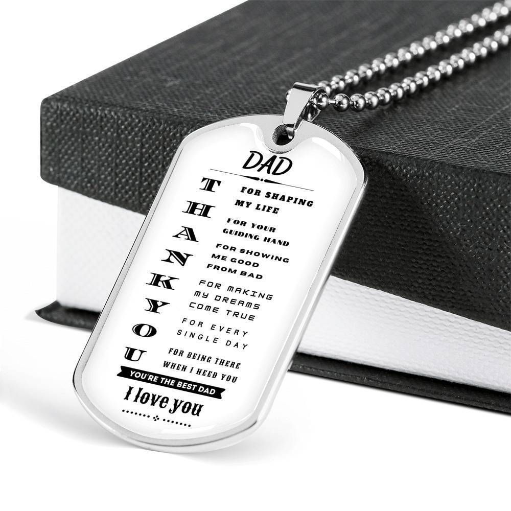 Dad Dog Tag Father's Day Gift, To My Dad Thanks For Being My Dad Dog Tag Military Chain Necklace