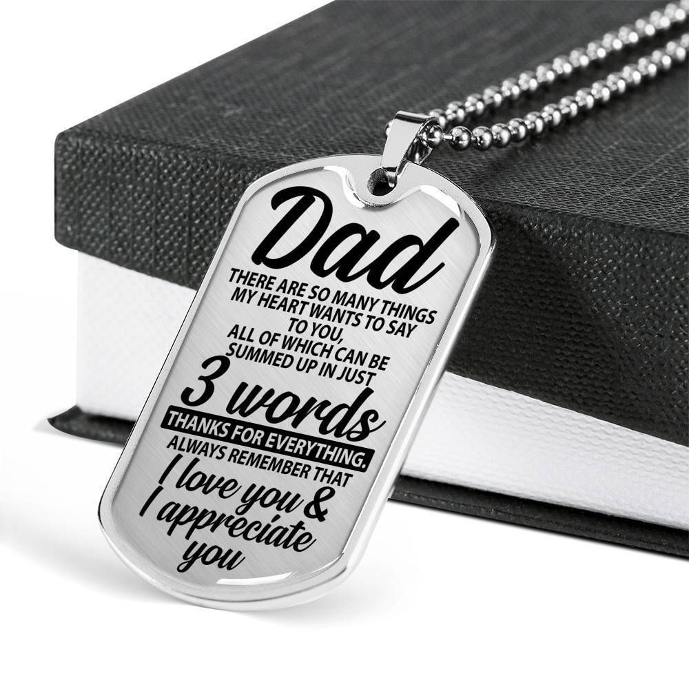 Dad Dog Tag Father's Day Gift, To My Dad Thanks For Everything Dog Tag Military Chain Necklace Gift
