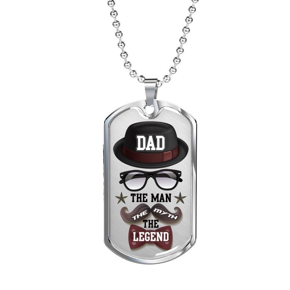 Dad Dog Tag Father's Day Gift, To My Dad The Man The Myth The Legend Dog Tag Military Chain Necklace