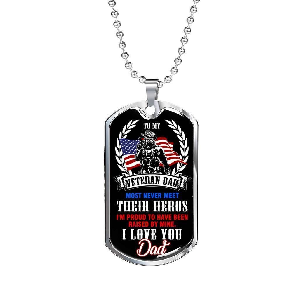Dad Dog Tag Father's Day Gift, To My Veteran Dad Love You Dog Tag Military Chain Necklace Gift