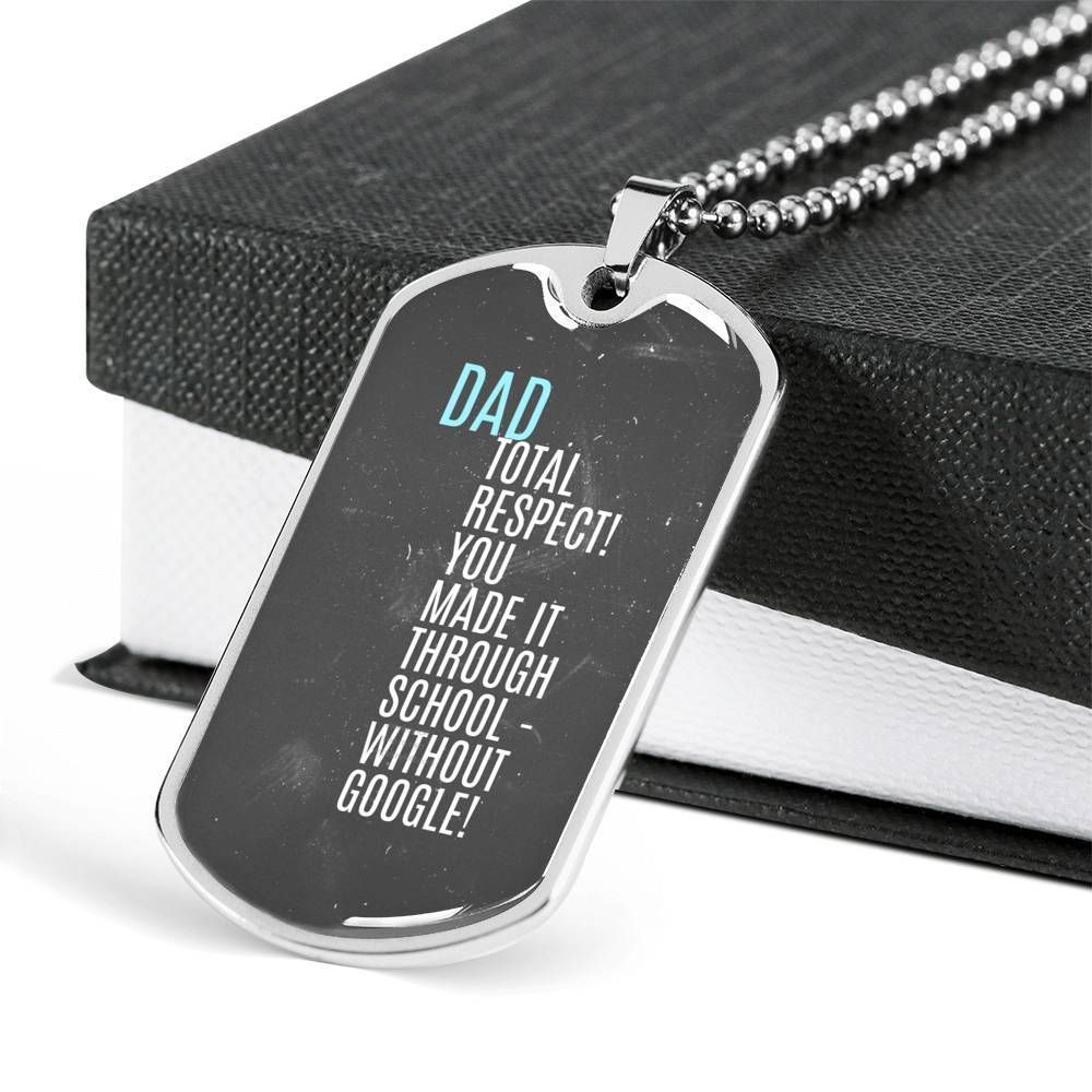 Dad Dog Tag Father's Day Gift, Total Respect Dog Tag Military Chain Necklace For Dad
