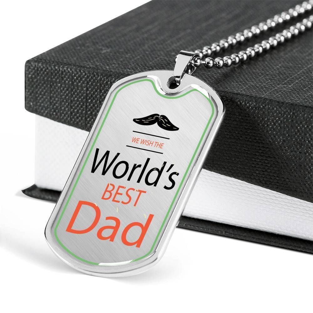 Dad Dog Tag Father's Day Gift, Word Best Dad Dog Tag Military Chain Necklace For Dad Dog Tag