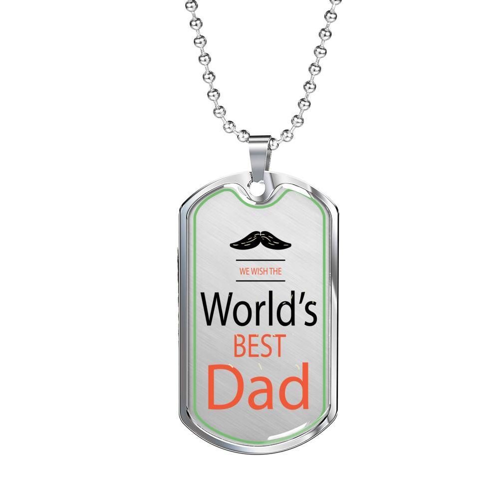 Dad Dog Tag Father's Day Gift, Word Best Dad Dog Tag Military Chain Necklace For Dad