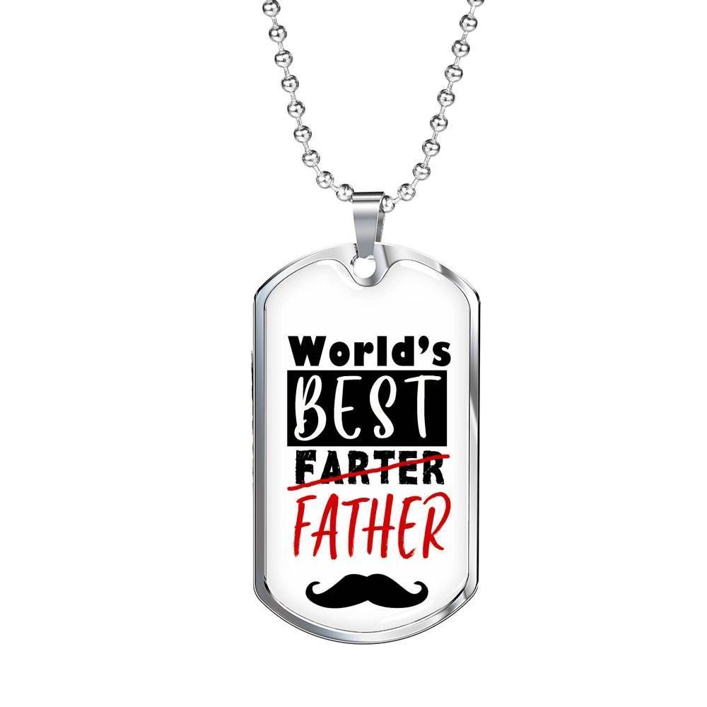 Dad Dog Tag Father's Day Gift, World's Best Father Dog Tag Military Chain Necklace For Dad