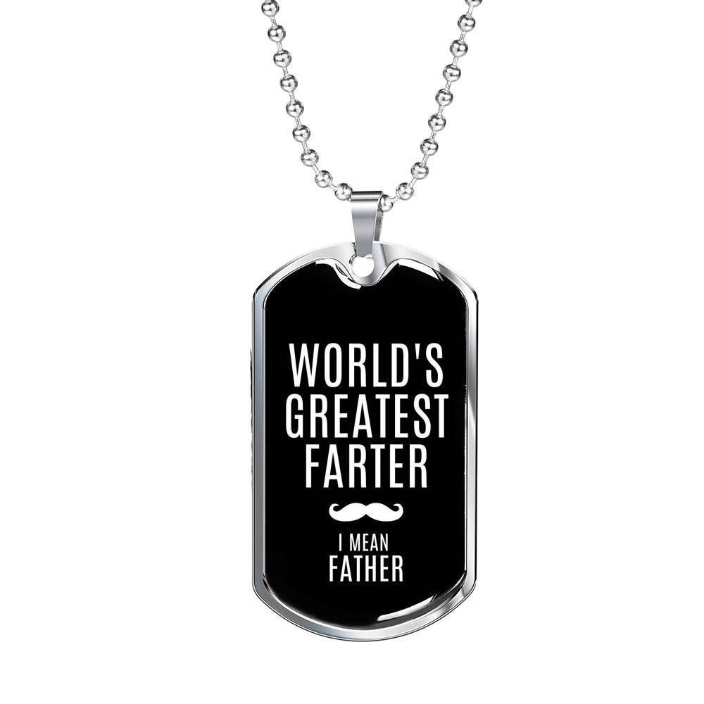 Dad Dog Tag Father's Day Gift, World's Greatest Farter Dog Tag Military Chain Necklace For Dad