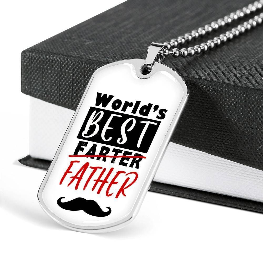 Dad Dog Tag Father's Day Gift, World's Best Father Dog Tag Military Chain Necklace For Dad Dog Tag