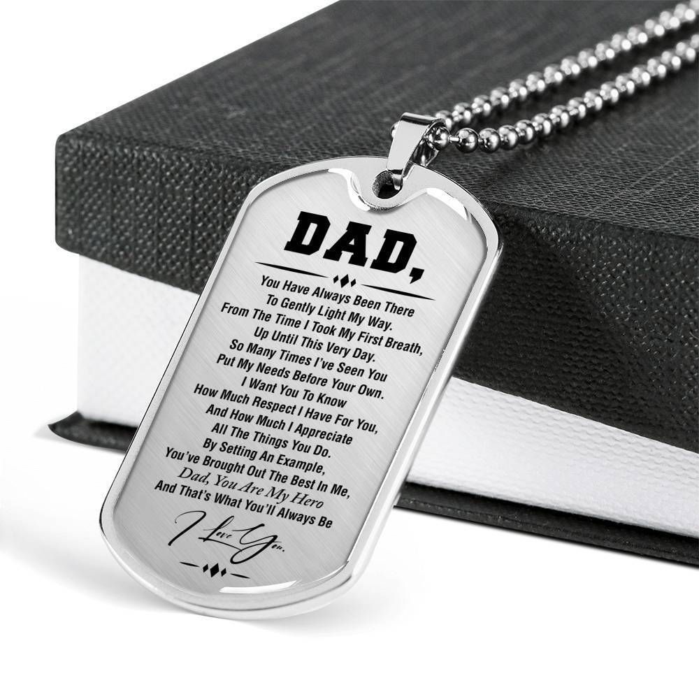 Dad Dog Tag Father's Day Gift, You Are My Hero Dog Tag Military Chain Necklace For Dad