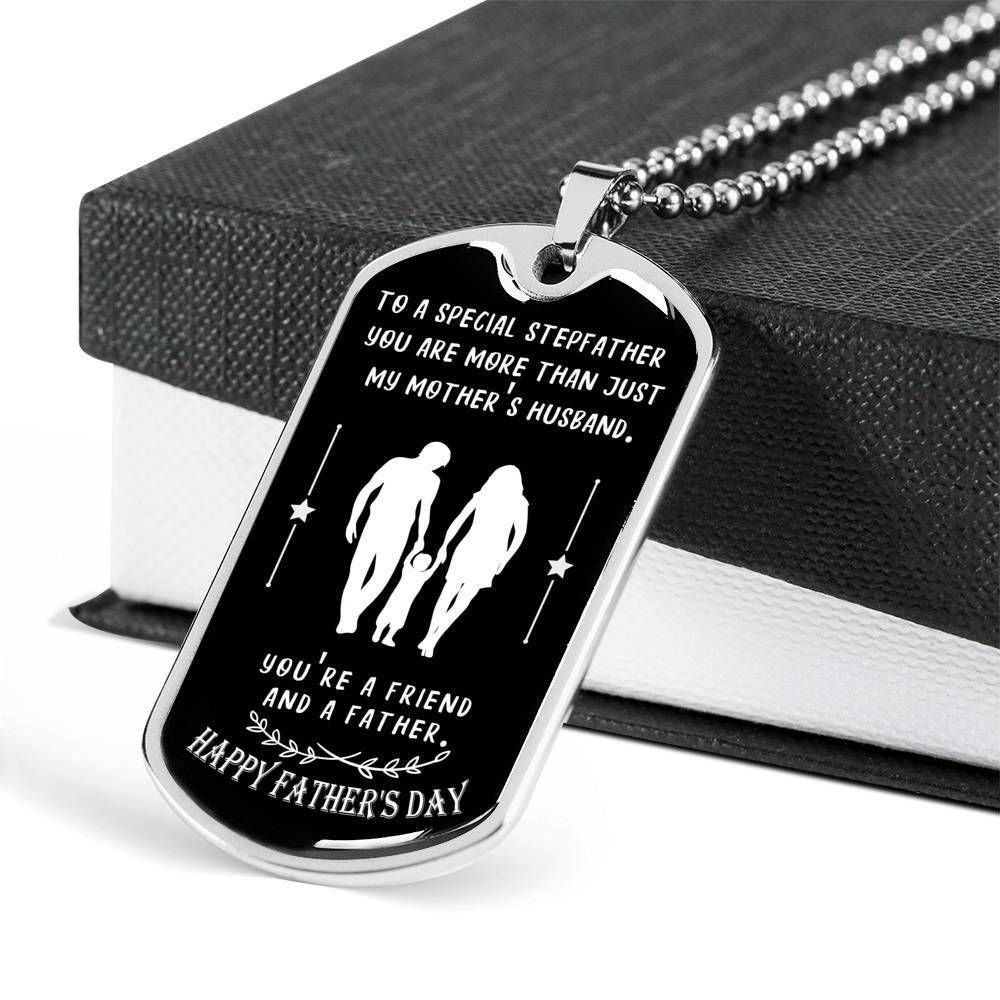 Dad Dog Tag Father's Day Gift, You're A Friend And A Father Dog Tag Military Chain Necklace For Dad