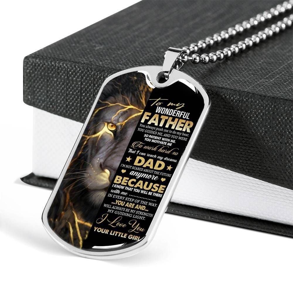 Dad Dog Tag Father's Day Gift, You're And Will Always Be My Strength Dog Tag Military Chain Necklace For Dad