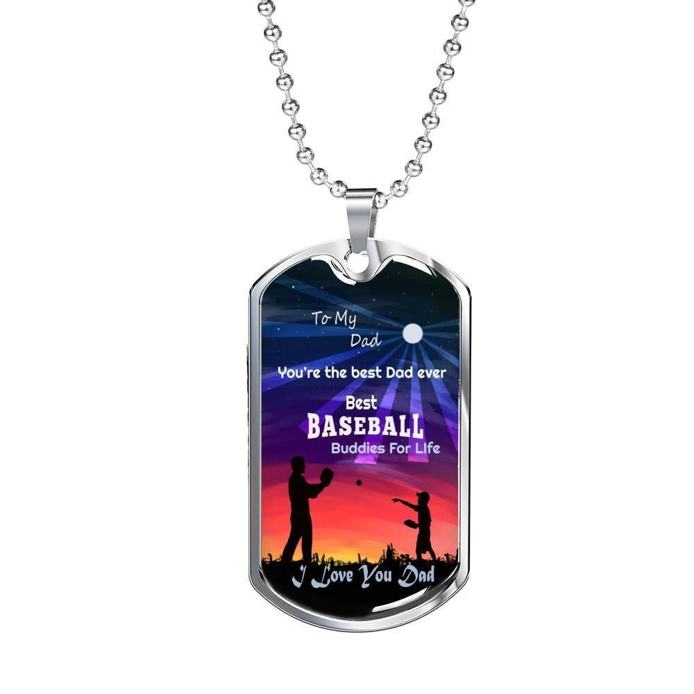 Dad Dog Tag Father's Day Gift, You're The Best Dad Ever Best Baseball Dog Tag Military Chain Necklace For Dad