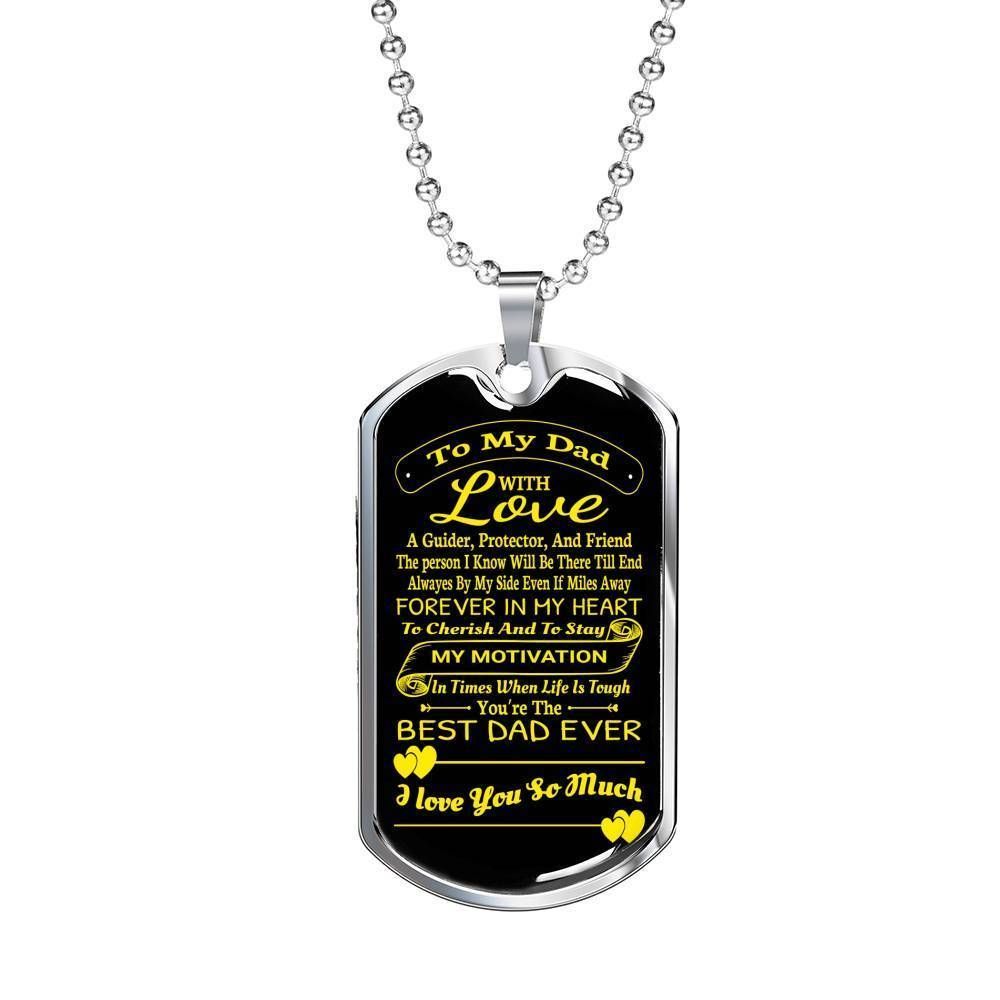 Dad Dog Tag Father's Day Gift, You're The Best Dad Ever Dog Tag Military Chain Necklace For Dad
