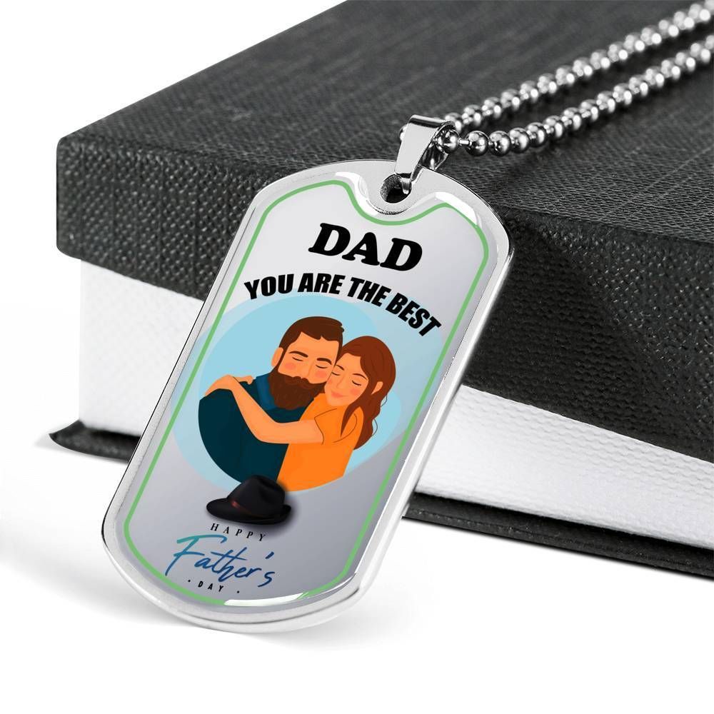 Dad Dog Tag Father's Day Gift, You're The Best Father's Day Giving Dad Dog Tag Military Chain Necklace