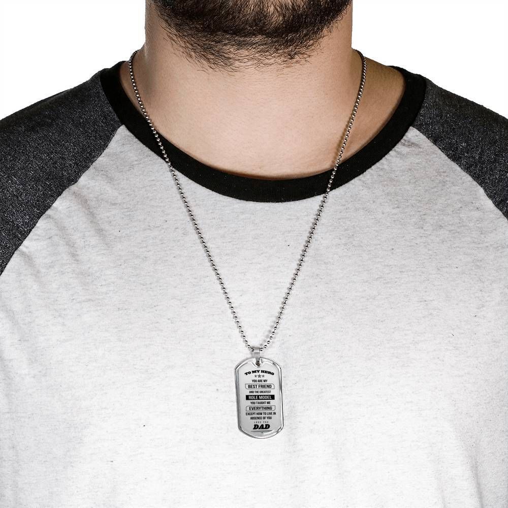 Dad Dog Tag Father's Day Gift, You Taught Me Everything Dog Tag Military Chain Necklace Gift For Daddy