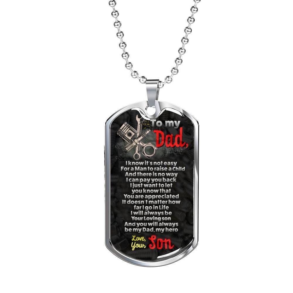 Dad Dog Tag Father's Day Gift, You Will Always Be My Dad My Hero Dog Tag Military Chain Necklace For Mechanic Dad