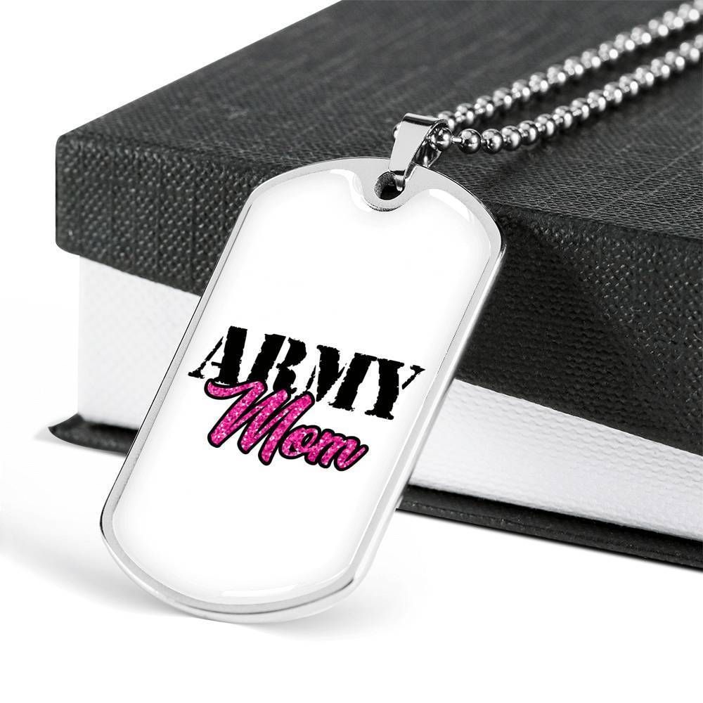 Mom Dog Tag Mother's Day Gift, Custom Gift For Army Mom Dog Tag Military Chain Necklace Silver Pendant Necklace Dog Tag