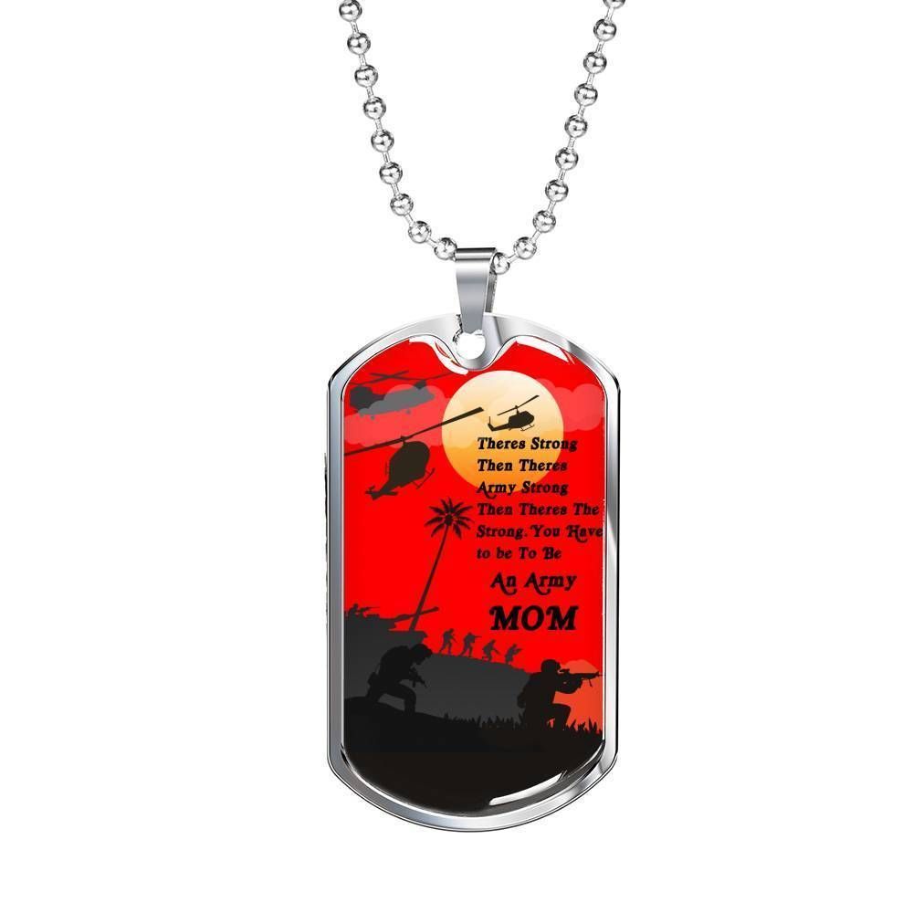 Mom Dog Tag Mother's Day Gift, Perfect Gift Dog Tag Military Chain Necklace For Soldier Mother