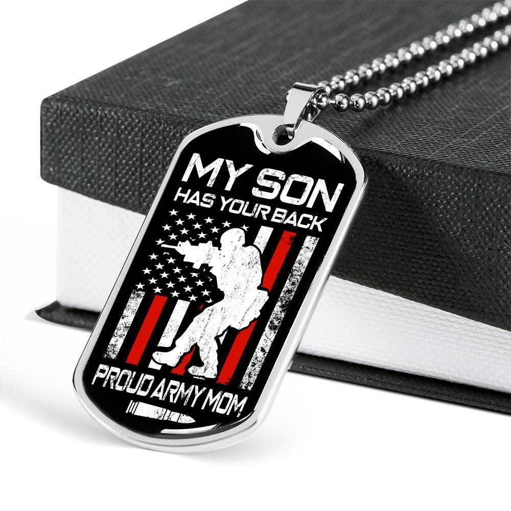 Mom Dog Tag Mother's Day Gift, Proud Army Mom Dog Tag Military Chain Necklace Gift For Men