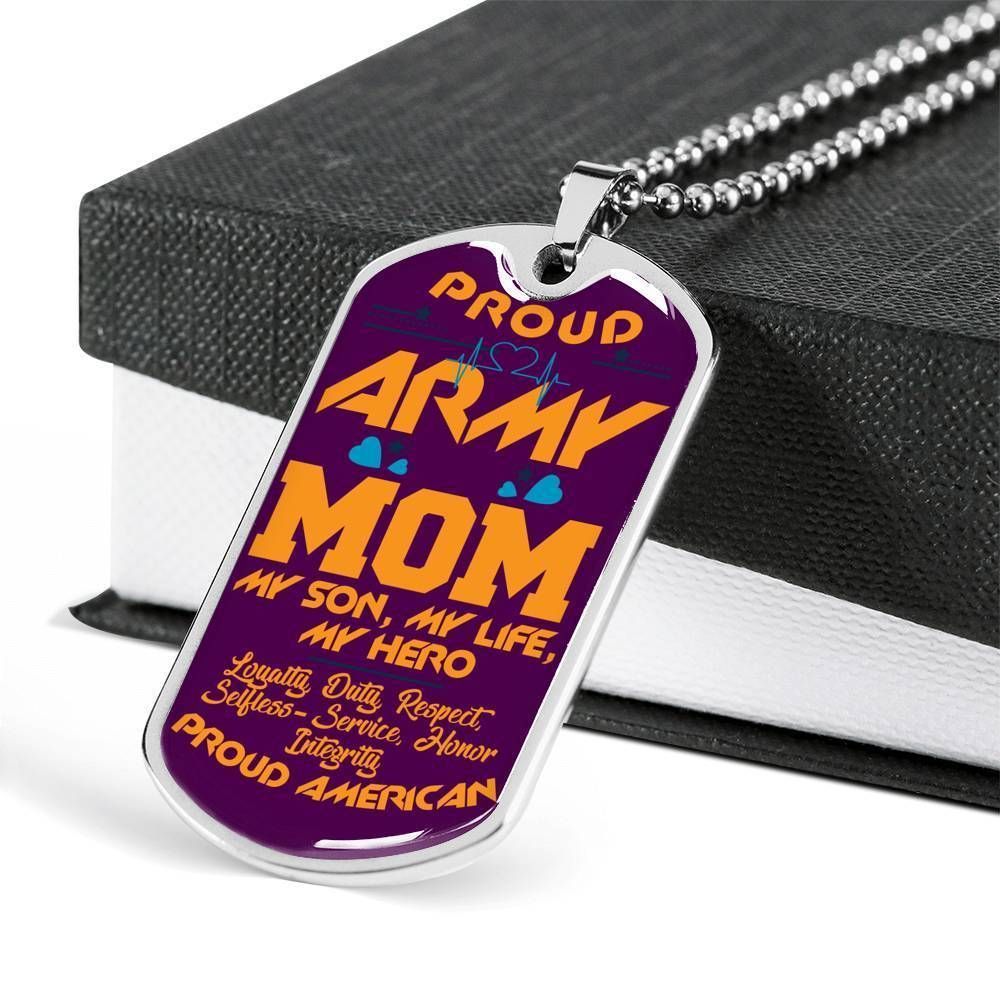 Mom Dog Tag Mother's Day Gift, Proud Army Mom Dog Tag Military Chain Necklace Gift For Men