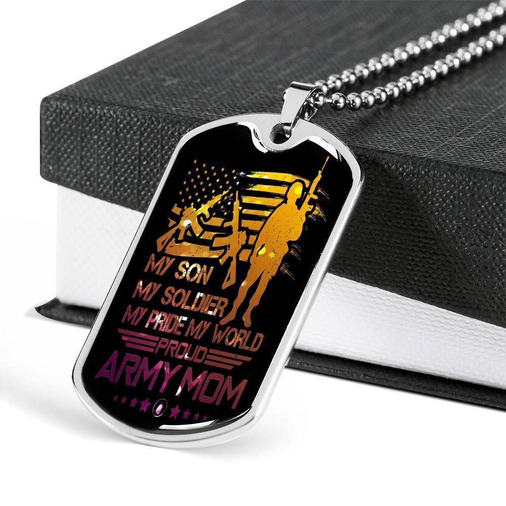 Mom Dog Tag Mother's Day Gift, Proud Army Mom Dog Tag Military Chain Necklace Present For Men