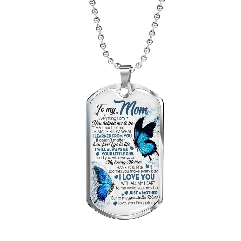 Mom Dog Tag Mother's Day Gift, To My Mom I Love You With All My Heart Dog Tag Military Chain Necklace