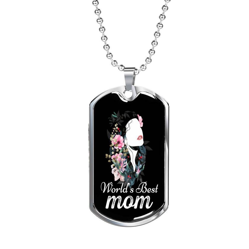 Mom Dog Tag Mother's Day Gift, World's Best Mom Dog Tag Military Chain Necklace Mother's Day For Mom