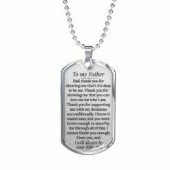 Dad Dog Tag Father’s Day Gift, Custom Gift For Father I’ll Always Be Your Little Boy Dog Tag Military Chain Necklace Dog Tag