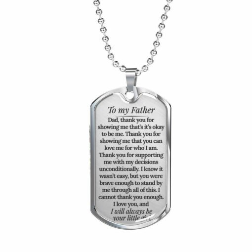 Dad Dog Tag Father’s Day Gift, Custom Gift For Father I’ll Always Be Your Little Boy Dog Tag Military Chain Necklace Dog Tag