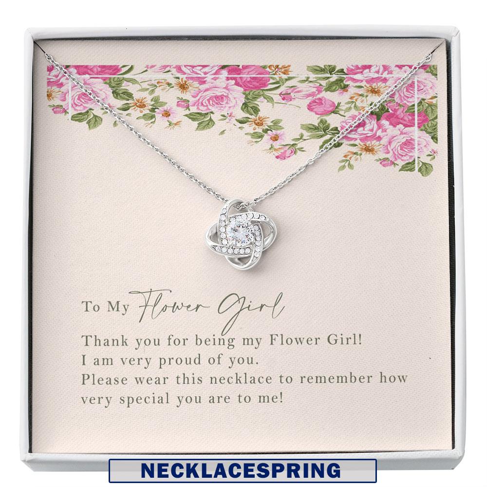 Flower Girl Necklace Gift From Bride, Bridesmaid Jewelry, Flower Girl Proposal Roses Custom Necklace