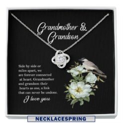 Grandmother Necklace, Petit Ribbon Necklace, Grandmother & Grandson Necklace, Gift For Grandma From Grandson, Grandmother Birthday Custom Necklace