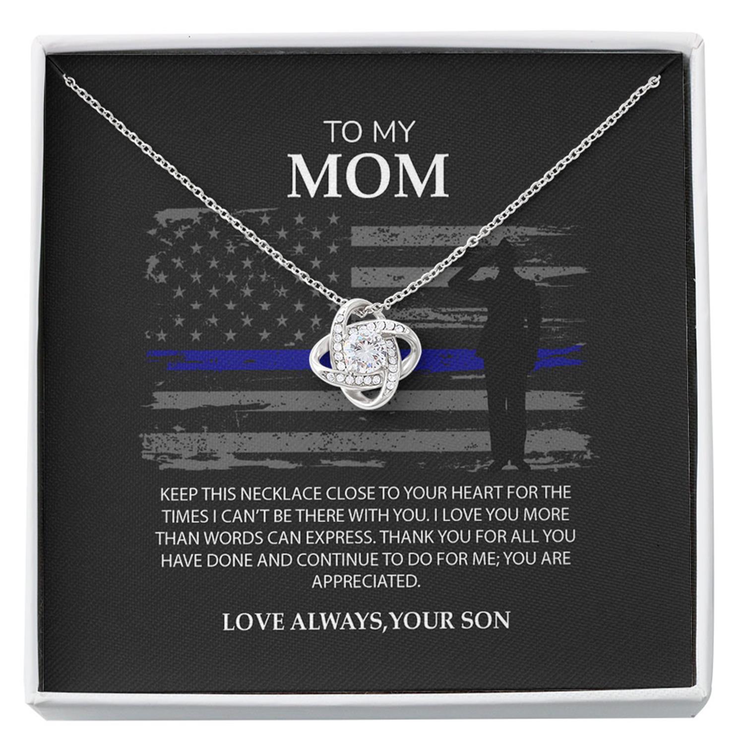 Mom Necklace, Police Mom Necklace Gift, Thin Blue Line For Mom, Mom Of Police Officer Present, Mothers Day Custom Necklace