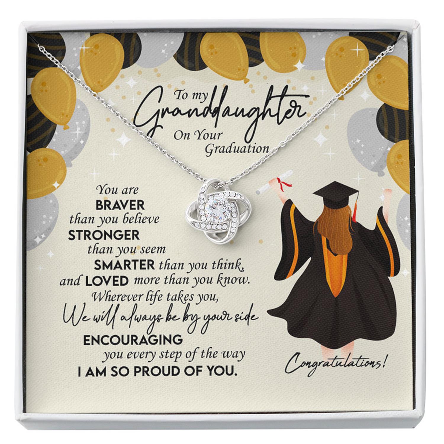 Graduation Necklace For Granddaughter, High School Or College Grad With Sentimental Message Card Custom Necklace