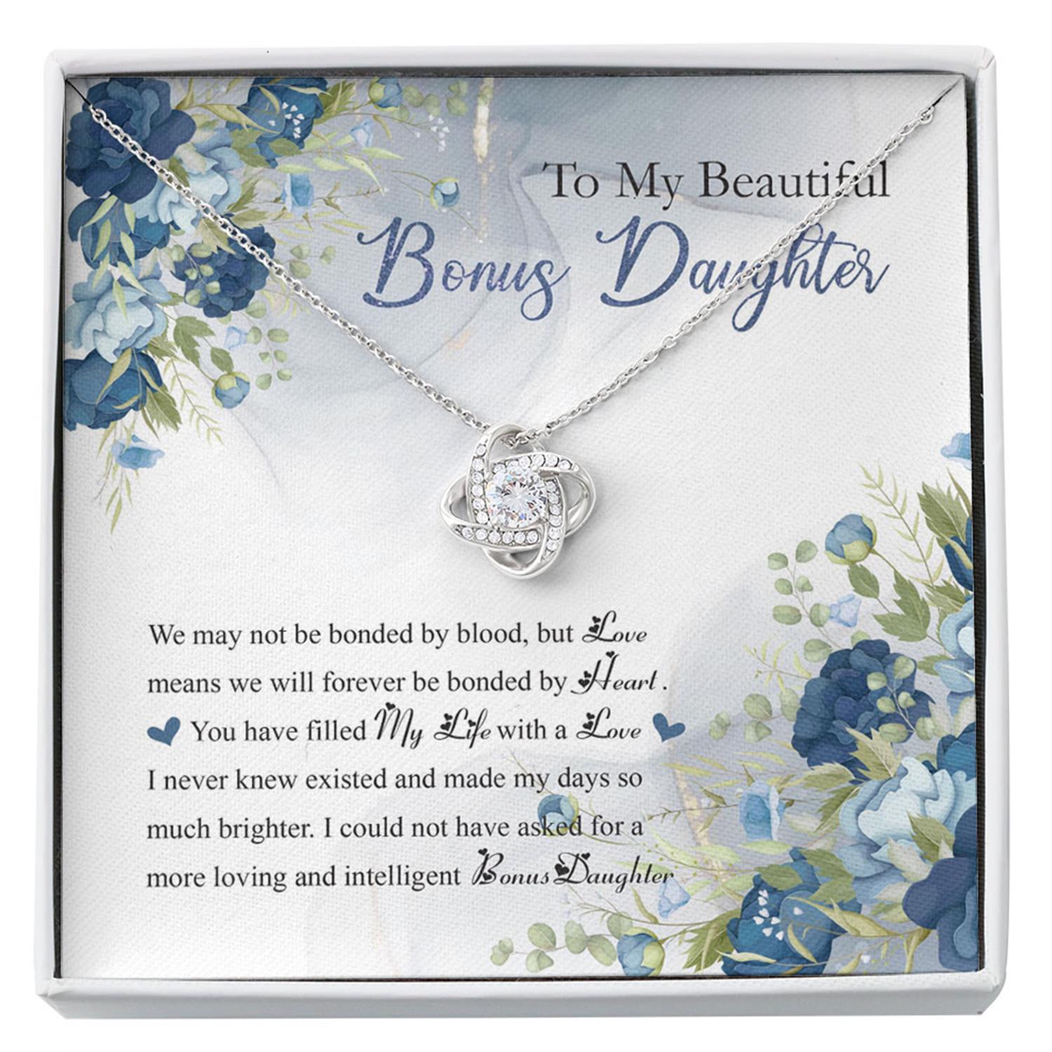 Stepdaughter Necklace, Bonus Daughter Gift Best Bonus Daughter Christmas Necklace Sentimental Card Family Love Gift Custom Necklace