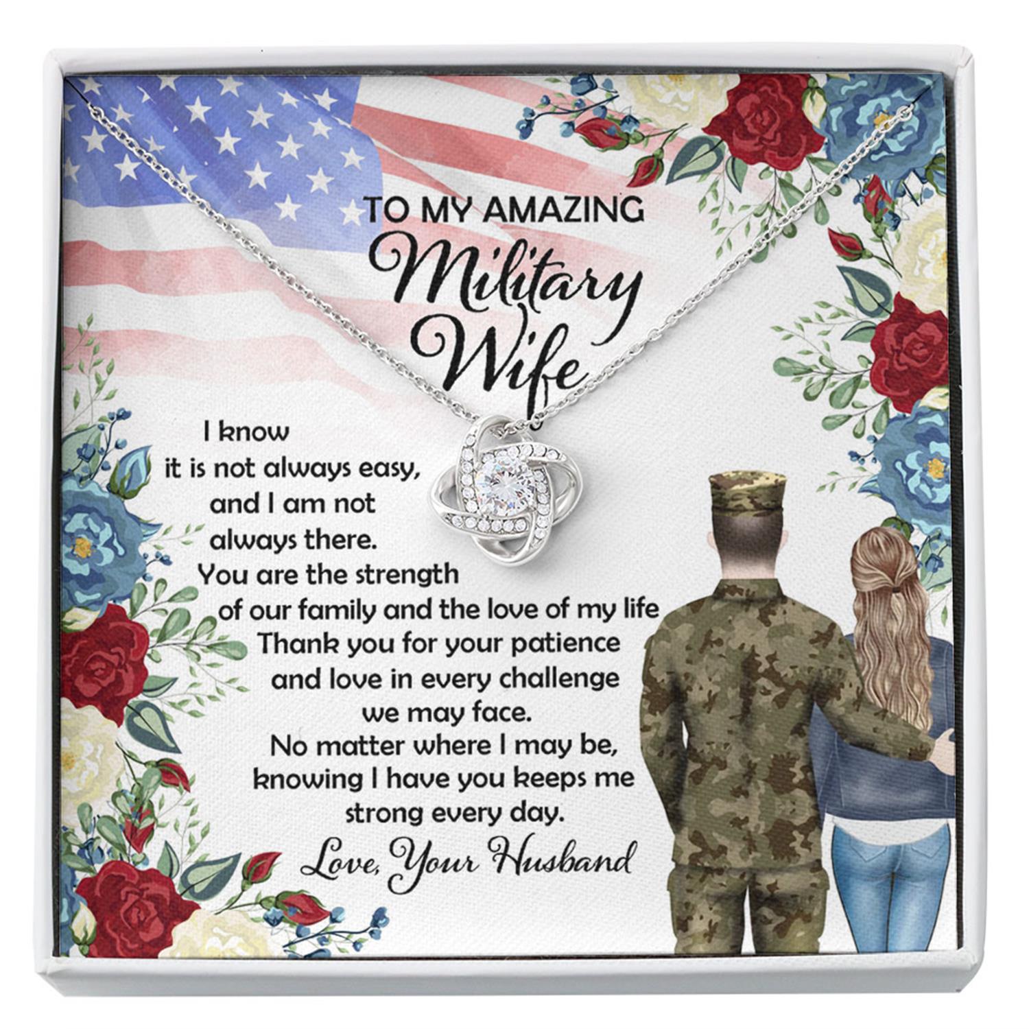 Wife Necklace, Military Wife Necklace Long Distance Wife Gift Wife Necklace Card Army Wife Necklace Best Navy Wife Wife Christmas Custom Necklace