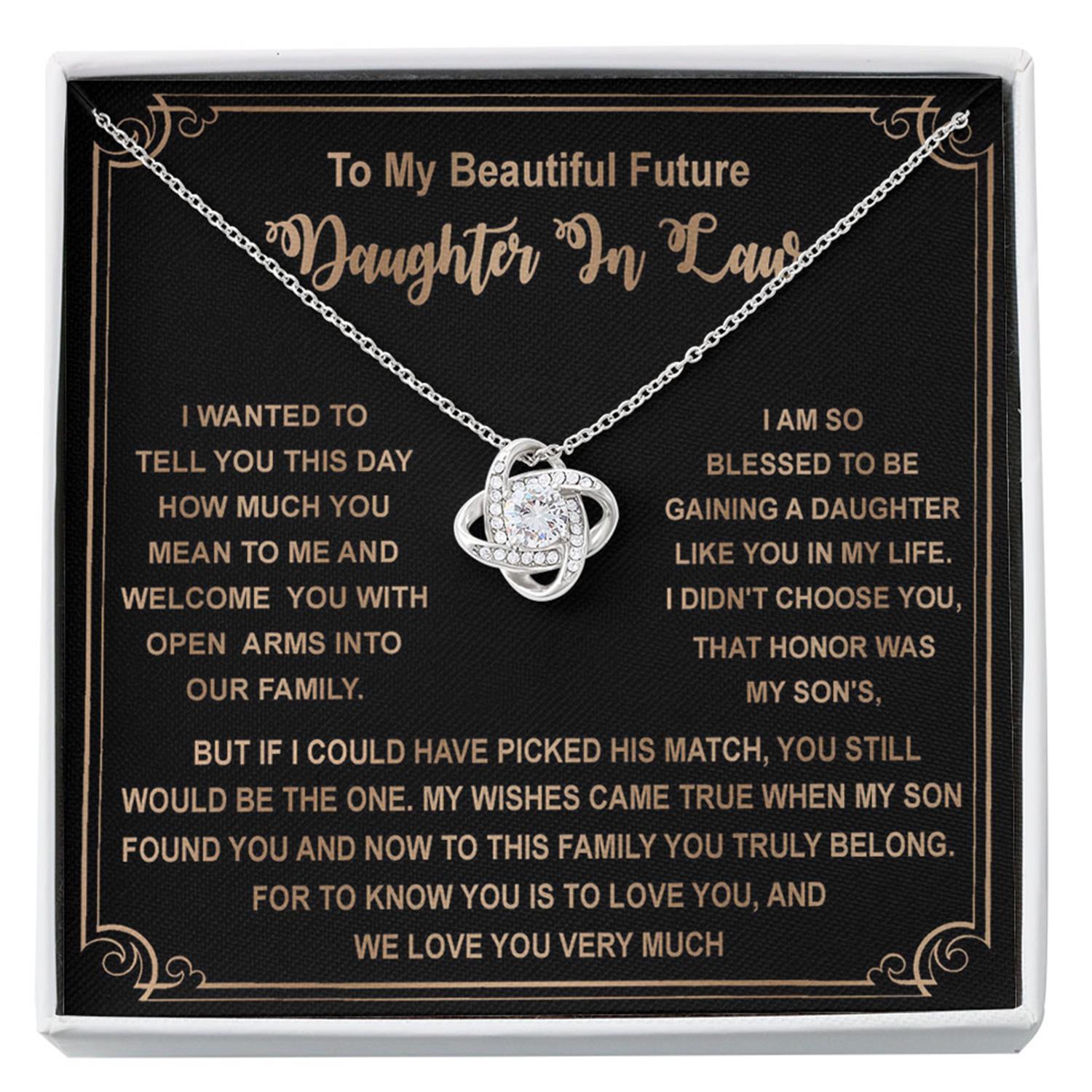Daughter-In-Law Necklace, Future Daughter-In-Law Gift On Wedding Day, Bride Gift From Mother In Law, Bonus Daughter, Daughter In Love Custom Necklace