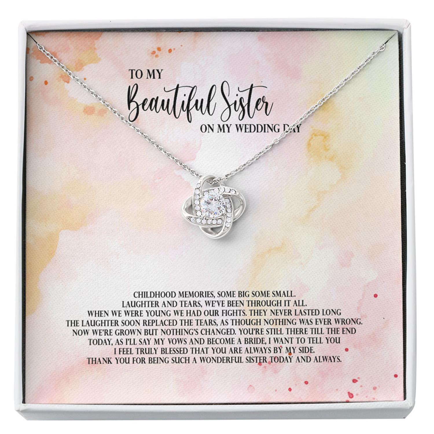 Sister Wedding Necklace Gift From Bride, Thank You Gift To Sister Maid Of Honor, Matron Of Honor Custom Necklace