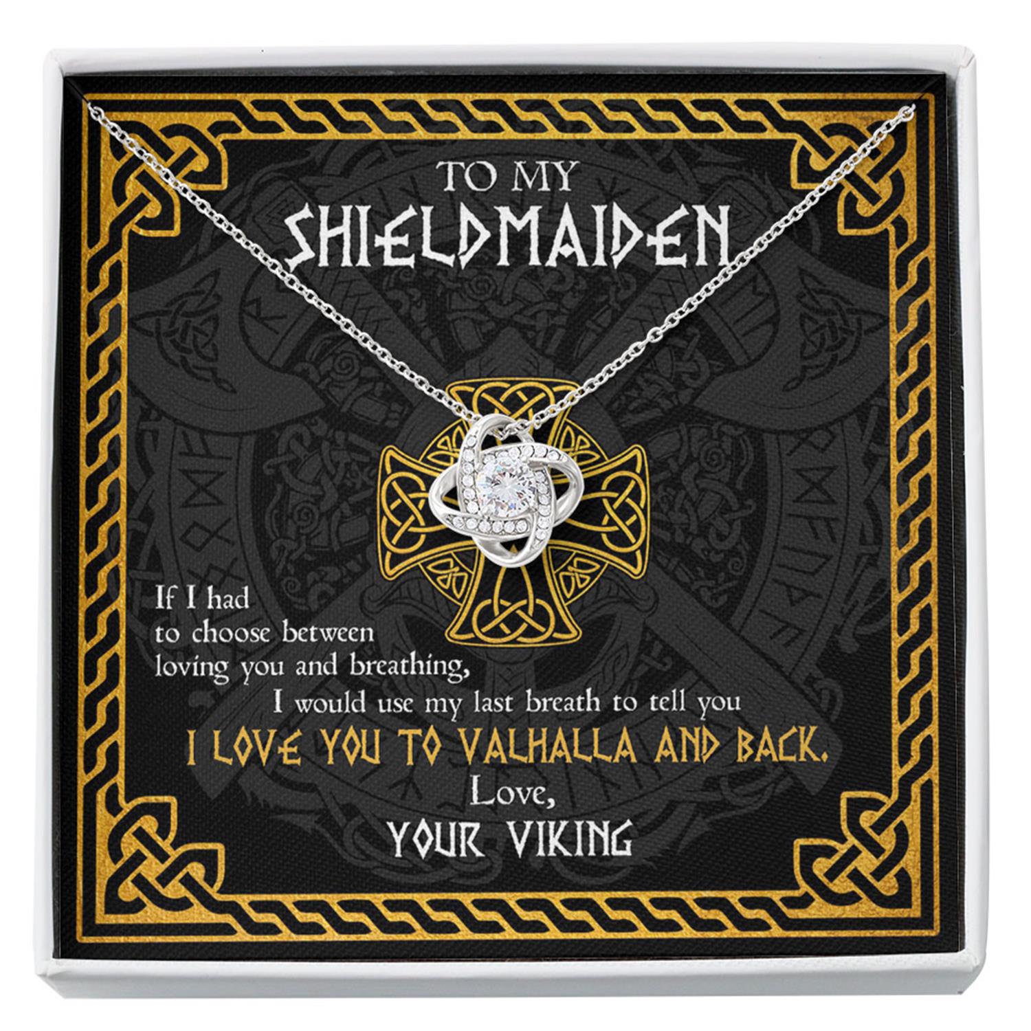Girlfriend Necklace, Wife Necklace, My ShieldMaiden Breath Love You To Valhalla And Back Viking Personalized Necklace For Women Custom Necklace