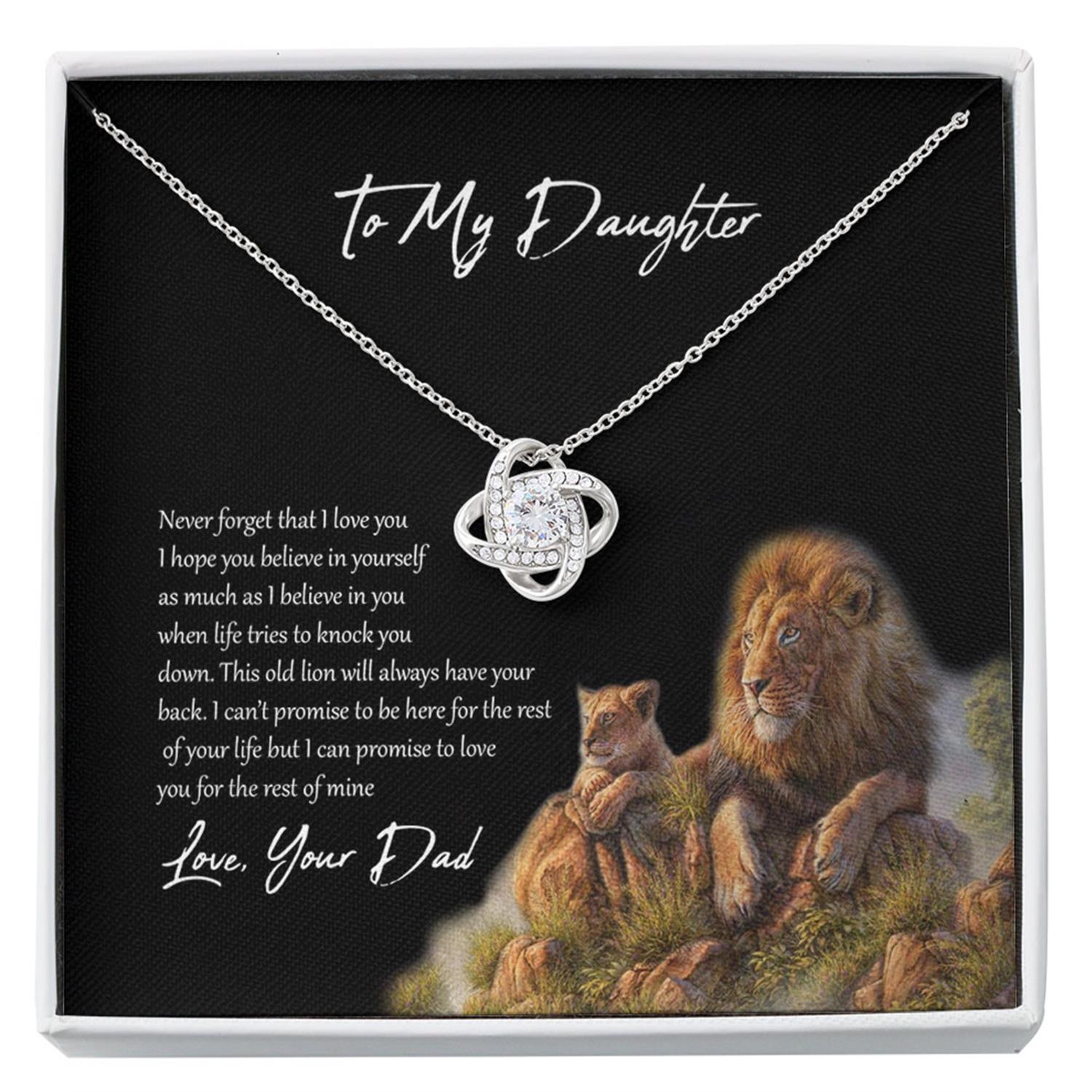 Daughter Necklace, To My Daughter From Dad Old Lion Your Back Believe Rest Of Mine, Teenage Christmas Custom Necklace