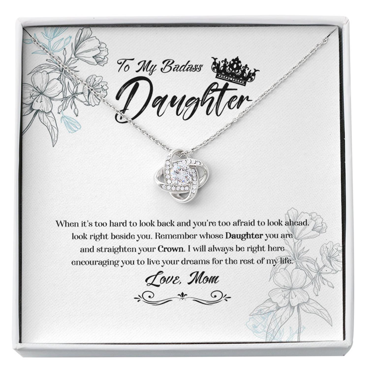 Daughter Necklace, To My Badass Daughter Necklace - Remember Whose Daughter You Are And Straighten Your Crown Custom Necklace