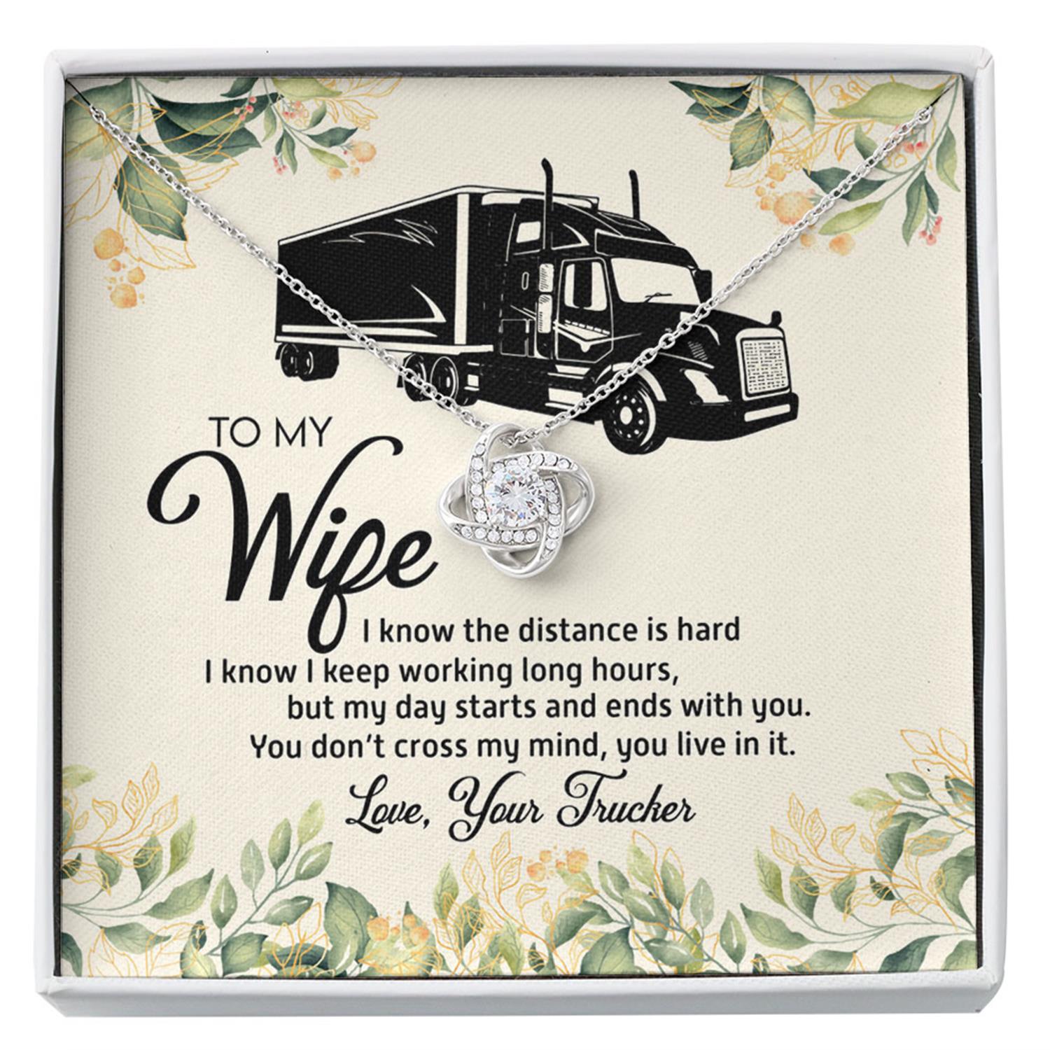Wife Necklace,To My Wife Love Your Trucker Necklace Message Card Gift Box Gift For Wife Of A Trucker Trucker Wife Gift Necklace For Trucker Wife Custom Necklace