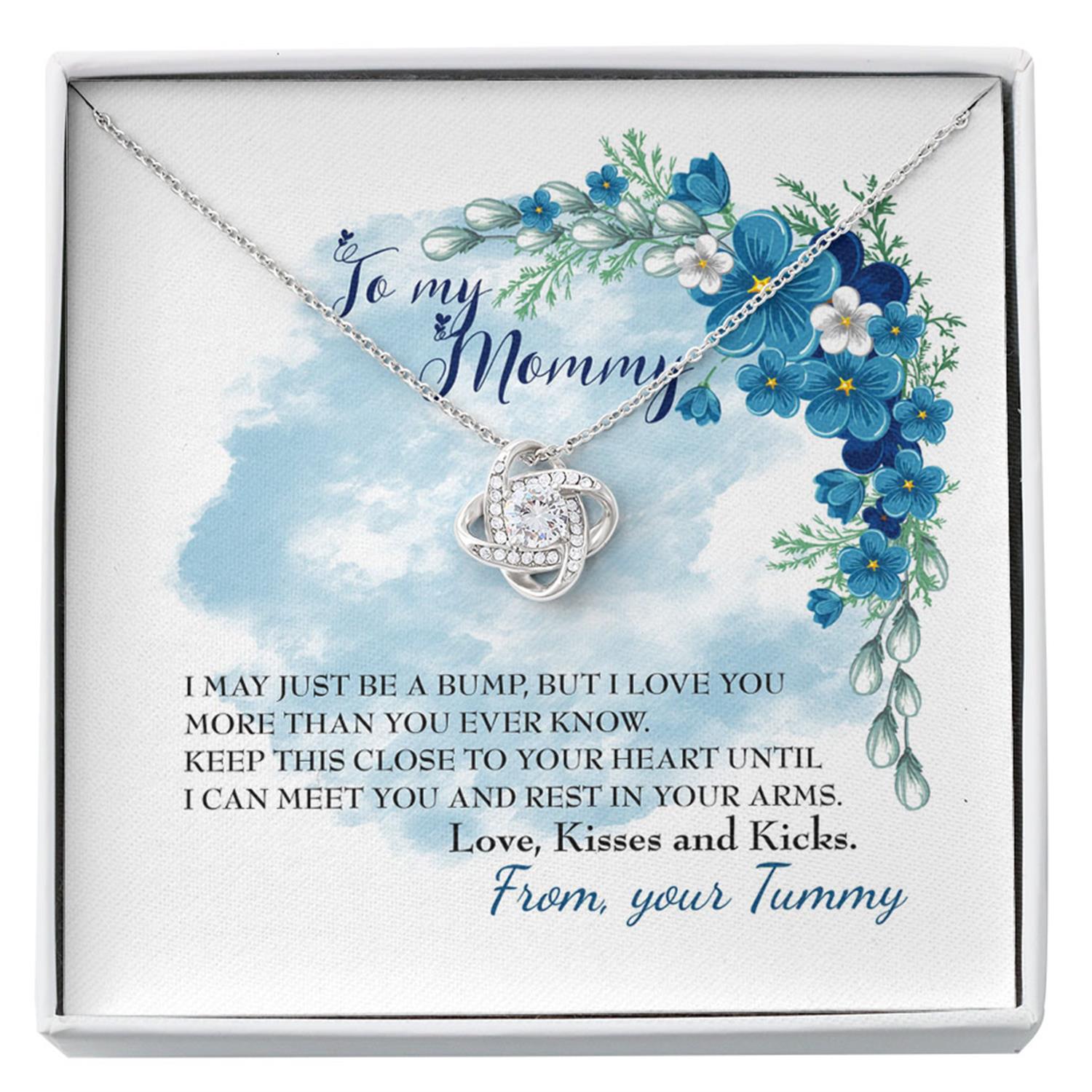 Mommy Necklace, To My Mommy"Heart-Feet" Necklace With Message Card And Gift Box Baby Shower Present Gift For Pregnant Mom Custom Necklace