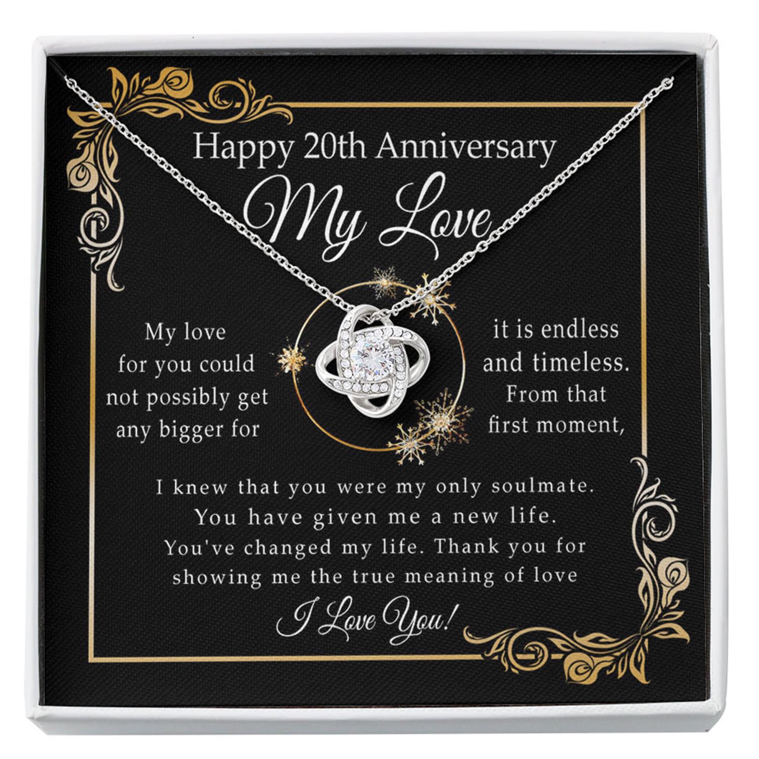 Wife Necklace, 20th Wedding Anniversary Necklace For Wife, 20 Year Anniversary For Her, Twenty Years Of Married Present For Wife Custom Necklace